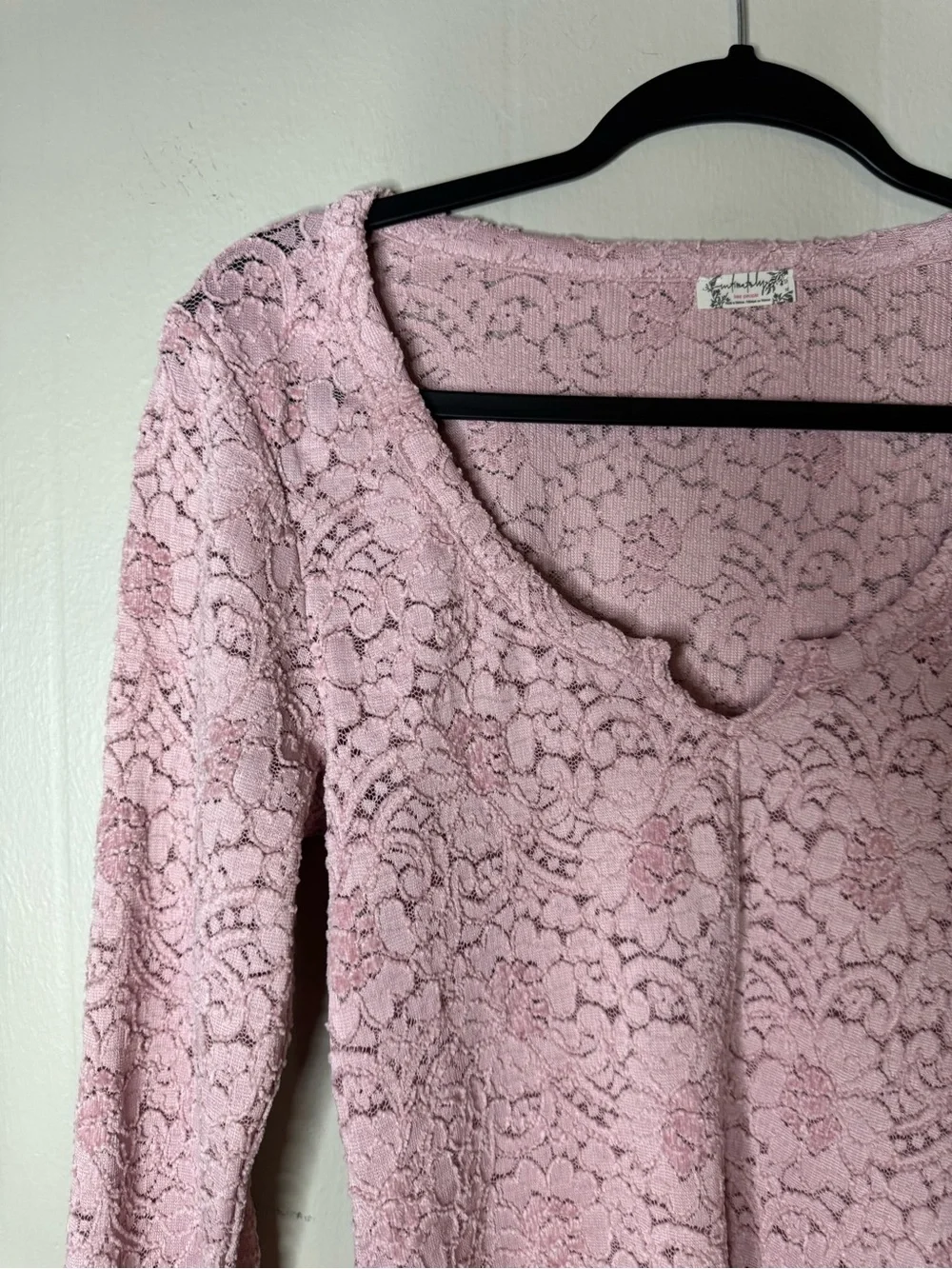 Free People Cloud Ride Notch Neck Long-Sleeve Top Fairy Coquette Size XL
